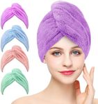 4Packs Microfiber Hair Towel Hair Turbans for Wet Hair Drying Hair Wrap Towels for Curly Hair Women Anti Frizz Super Absorbent Twist Turban Fast Drying Hair Caps