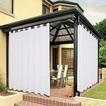 BONZER Outdoor Waterproof Curtains for Patio Extra Wide Grommet Sunlight Blocking Outside Curtains for Gazebo, Porch, Pergola, Pavilion, 1 Panel, 150W x 108L inch, White