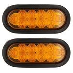 PEAKTOW PTL0432 Oval 6 Inches Amber LED Submersible Stop/Turn/Tail Trailer Truck RV Lights Including Grommets and Plugs Pack of 2