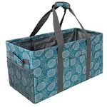 Vomgomfom 50L Extra Large Utility Tote Bag for Men Women, Resuable Grocery Bag with Collapsible Steel Wire Frame, Pool Beach Basket for Shopping, Beach, Picnic, Laundry (Pineapple)