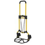 Stanley SXWT-FT580 SP, Folding Hand Truck with 70 kg Capacity, Polypropylene Portable Dolly Push Cart with Telescopic Handle and Foldable Wheels, Yellow and Black, (40 x 102 x 40 cm)