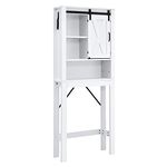 COSTWAY Over The Toilet Cabinet, Freestanding Bathroom Space Saver with Sliding Barn Door and Adjustable Shelves, Washing Machine Storage Rack Tall Laundry Organizer Unit (2-Tier Side Shelf, White)