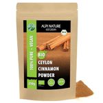 Organic Ceylon cinnamon (250g, 8.8oz), cinnamon powder from certified organic cultivation, gluten-free, lactose-free, laboratory-tested, vegan, cinnamon 100% natural, gently dried and ground
