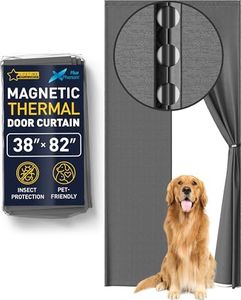Flux Phenom Original Magnetic Thermal Insulated Door Curtain 38”x82” – 50 Strong Magnets, Easy Install, Energy-Saving Winter Insulation, Reduces Cold Drafts
