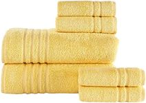 Hawmam Linen Bath Sheet Towels 6 Pieces Bundle | Includes: 2 Luxury Bath Sheet Towels, 4 Hand Towels | Quality, Soft Towel Set | Yellow