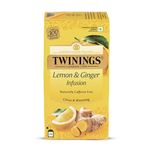 Twinings Lemon & Ginger Tea, Perfect Blend of Zesty Lemon & Ginger Spice, Boosts Immunity, Rich in Anti-oxidants, Caffeine-Free, Made With Finest Ingredients, Enjoy as Hot or Iced Tea I 25 Tea Bags