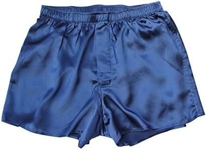 Jasmine Silk Men's Classic Silk Boxer Shorts Navy, Navy, L