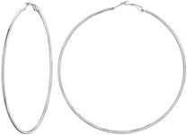 Silver Hoop Earrings for Women Hypoallergenic Lightweight 2MM Thin Large Hoops for Women Ladies 100MM
