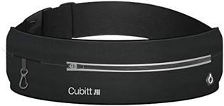 CUBITT Running Belt, Lightweigth water resistance waist pack. No bounce - Adjustable. For Men & Women. Super comfort & secure. Fit any cellphone (Black)