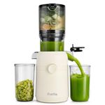 Fretta Cold Press Juicer Machines, Self-Feeding juicer with 108mm&1.0L Feeding Chute for Whole Fruits and Vegetables, Automatic 200W Masticating Juicer, High Yield Juice Extractor, Frosted White