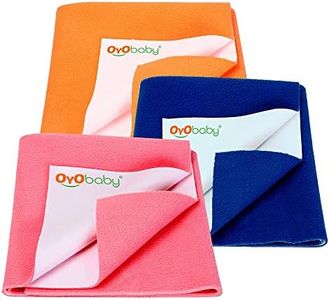 OYO BABY Anti-Piling Fleece Extra Absorbent Instant Dry Sheet for Baby, Baby Bed Protector, Waterproof Sheet, Small Size 50x70cm, Pack of 3, Salmon Rose, Royal Blue & Peach