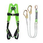 Satishve Industrial Safety Belt Harness Full Body Fall Protection with Scaffolding Hook Double Lanyard Unisex Full Body Adjustable, Shock Absorber Climbing Harness Safety Belt (2)