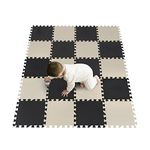 YORKING 20Pcs Foam Baby Play Mats 30x30x1cm EVA Baby Floor Tiles Thick Soft Floor Interlocking Mat Waterproof High-Resilience Foam Floor Puzzle Mat for Children's Play and Crawl (Black and White)