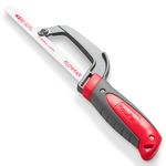 PLOWFAR Aluminum Frame Mini Hacksaw with 250mm Flexible Bi-Metal HSS Hacksaw Blade for Metal and Wood