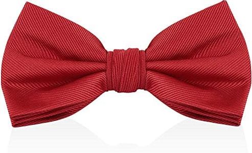 LUTHER PIKE SEATTLE Burgundy Red Wine Bow Ties For Men - Woven Pre Tied Bowties For Tuxedo Solid Color Formal