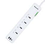 Honeywell Surge Protector, 4 Universal Sockets, 2USB, 1TypeC, 12000Amp, 1.5Mtr Cord, DSW,Automatic Overload Protection,Extension Board, Master Switch, X3 Fireproof MOV tech,3Yr Manufacturer Warranty