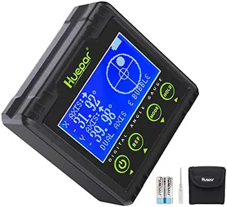 Huepar Digital Angle Gauge Protractor, Electronic Bubble Angle Finder Dual Axis Level Box 0.01° Resolution V-Groove Magnetic Base&LCD Inclinometer Bevel Gauge with Audible Alert -Measures 0~360° AG03