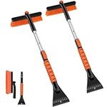 Odoland 2 Packs 33" Car Snow Brush with Ice Scraper, Extendable Snow Remover with 360°Pivoting Brush Head, Comfort Foam Handle with Windshield Ice Scrapers for SUV Truck Car, Orange