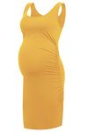 Smallshow Women's Maternity Dress Summer Ruched Pregnancy Tank Dress X-Large Yellow