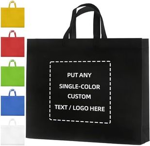 BONDUN 50 PCS Reusable Carry Bags,Custom Tote Bags with Logo Text or Image, Personalised Non-Woven Shopping Bags for Business (45 x 12 x 35 cm)
