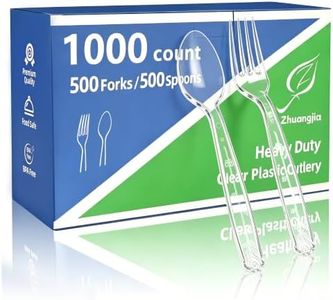 1000 Count Plastic Silverware Heavy Duty 500 Forks 500 Spoons | Shatterproof BPA-Free Disposable Cutlery Heat Resistant Disposable Plastic Utensils for Catering & Events, Party Supplies