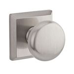 Baldwin PVROUTSR150 Reserve Privacy Round Door Knob with Traditional Square Rose in Satin Nickel Finish