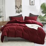 Luxlovery Dark Red Comforter Set Cal King Burgundy Bedding Comforter Set California King Women Wine Red Crimson Blanket Quilts Modern Solid Claret Cotton 3 Piece Marroon Bedding Comforter Set