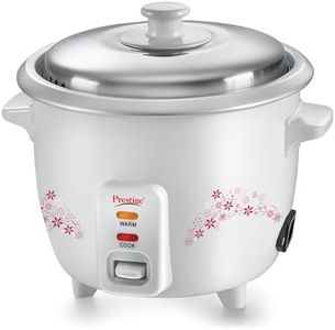 Prestige Delight PRWO 1.5 L Electric Rice Cooker|Detachable power cord|Durable body|Cool touch handles|White| Raw capacity-0.6L|Cooked capacity-1.5 L|Cooks for a family of 4 to 5 members