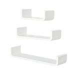 HOMCOM Set of 3 Floating Shelves, Wall Shelf, Shelves for Wall Invisible Mounting, Bedroom Living Room, White