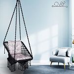 Patiofy Premium Square Swing for Adults & Kids/Hammock Swing Chair for Balcony, Indoor, Outdoor/Jhula for Home, Garden/Unjal Oonjal with Free Silver L Cushion & Hanging Kit (Medium-Black)