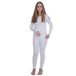 INNERSY Kids Thermal Base Layer Set White Girls Thermals Winter Warm Underwear for Camping Ski (10-12 Years, White)