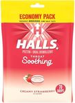 HALLS Throat Soothing (Formerly HALLS Breezers) Creamy Strawberry Throat Drops, Economy Pack, 70 Drops