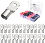 SELTERM 25pcs 4/0 AWG 3/8" Stud Tinned Copper Wire Lugs & Large Size 108 Pcs 3:1 Dual Wall Adhesive Line Heat Shrink Tubing Kit 1, 3/4, 1/2, 5/8 Inch Assortment Kit