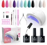 SUNUV Gel Nail Polish Kit with U V Light Professional 48W, 12 Colors Gel Polish Nail Kit with Base and Glossy Top Coat Gel Nail Set Manicure Tools