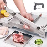 Moongiantgo Manual Frozen Meat Slicer Ribs Bone Cutter Chicken Chopper Deli Slicing Machine 13.5" Double Blade Heavy Duty Stainless Steel Cutting Machine for Beef Mutton Bacon BBQ Hotpot (KD0288)