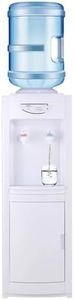Water Cooler Dispenser for 5 Gallon Bottle, Hot&Cold Top Loading Water Dispenser, Freeding Standing Cooler with Child Safety Lock Removable Drip Tray & Storage Cabinet for Indoor Home,Office (White)