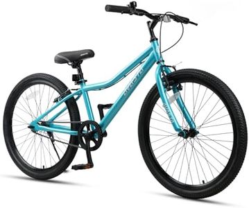 AVASTA Bilbo 24 Inch Kids Bike for Boys Girls 9 10 11 12 13 14 Years Old, Retro Style High Carbon Steel Bicycle with Adjustable Handlebars and Seat, Dual V-Brakes,Semi-Chain Guard, Kickstand, Cyan