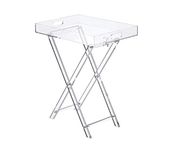 LIKENOW Furniture Acrylic Folding Tray Table, Side End Table,Clear,Modern,19x13 inch,23 inch High