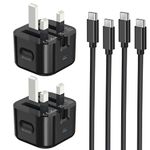 Samsung Galaxy Phone PPS Super Fast Charger Plug and Cable 2PACK, Fold USB C PD Plug and USB C Lead 1M UK Charging for Samsung S24/S23/S22/S21/S20/A05S/A04S/A15/A14/A13/A34/A35/A54/A55/A23/A33