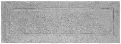 mDesign 100% Cotton Luxury Hotel-Style Soft Rectangular Spa Mat Rug, Plush Water Absorbent, Decorative Border for Bathroom Vanity Bathtub/Shower, Machine Washable Long Runner - 60" x 21" - Gray