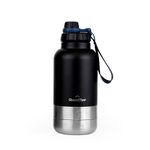 GrandTies Insulated Portable Dog Water Bottle with 2 Detachable Dog Water Bowl Dispenser, Leak-Proof Dog Food Travel Container for Dogs Walking Hiking Camping (Midnight Black, 950 ml)