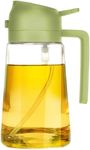 TrendPlain 16oz Oil Dispenser Bottle for Kitchen - 2 in 1 Olive Oil Dispenser and Oil Sprayer - 470ml Olive Oil Bottle - Oil Sprayer for Cooking, Kitchen, Salad, Barbecue 2Pcs Green & Black