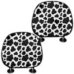 Babrukda Pack of 2 Cow Print Black White Auto Seat Accessiores, Decorative Gift Car Headrest Cover Elastic Seat Head Rest Cover Universal Most Vehicles Seat Protective Pillow Cover