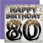 80th Birthday Card for Men - Black 