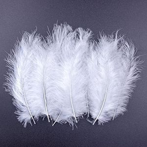 200pcs 4-6 Inches Fluffy Turkey Marabou White Feathers for Crafts Dreamcatcher Fringe Trim Colored Feathers Accessories Pack
