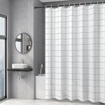 TOBYWEN Shower Curtain Liner, White Grid PEVA Shower Curtain with Rustproof Metal Grommet and 3 Magnetic Weights Odor Free Shower Liner 72 x 72 inch