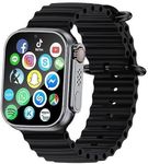 Techio larg Display, Music Play Smartwatch Always-On Display Smart Watch with Advanced Bluetooth Calling, 650 NITS Brightness,Voice (Orange Strap, Free Size) (Black)