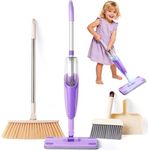 Kids Cleaning Toy Set,Purple Mini Spray Mop Montessori Toys Pretend Play Cleaning Tool for Toddlers with Spray Mop & Kids Broom Dustpan Set Cleaning Toys Gift for Toddlers Girls Boys Age 3+