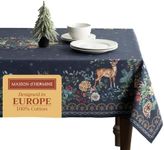 Maison d' Hermine 100% Cotton Table Cover - 60"x90" Rectangle Decorative Tablecloth - Washable Tablecloths for Dining, Home, Farmhouse & Party - For Thanksgiving & Christmas - Christmas Joy Collection