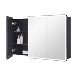 IDYLLOR Lighted Bathroom Medicine Cabinet with Round Corner Framed Mirror Door 40 x 25.5 inch, Recessed or Surface Mount, with Adjustable Glass Shelves